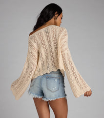 Breezy Nights Crop Crochet Sweater