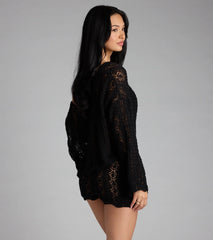Breezy Nights Crop Crochet Sweater