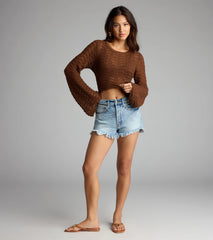 Tied Up In Vibes Crochet Sweater