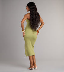 Casual Allure Strapless High Slit Midi Dress