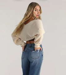 Sweet And Cozy Oversized Knit Sweater Bolero