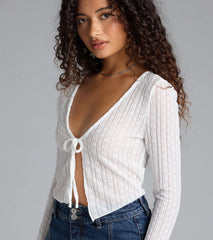 Breezy Beauty Floral Lace Tie-Front Top