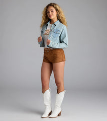 So Laid Back Frayed Crop Denim Jacket