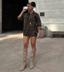 Feeling Fierce Leopard Print Denim Shacket