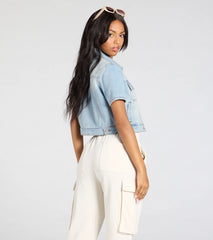 Cutely Casual Short Sleeve Denim Jacket