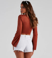 Bring The Heat Faux Suede Tie Top