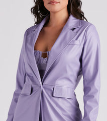 So Fabulous Faux Leather Blazer