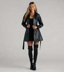 Elevated Affair Faux Leather Trench Coat