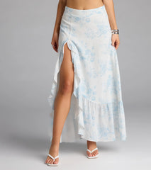 Whimsical Essence Ruffled Floral Maxi Skirt