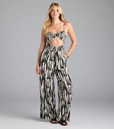Remarkable Energy Abstract Striped Wide-Leg Jumpsuit