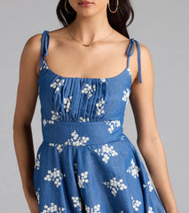 Effortless Summer Cutie Chambray Floral Romper