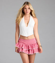 Flirtatious Vibe Gingham Ruffled Mini Skort