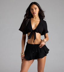 Effortless Chic Mid-Rise Ruffled Shorts