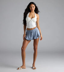 Effortless Chic Mid-Rise Ruffled Shorts