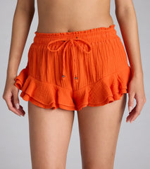 Effortless Chic Mid-Rise Ruffled Shorts