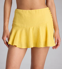 Give Trendy Vibes High-Rise Button Mini Skort