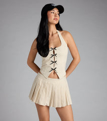 Adorably Chic Pleated Linen Mini Skort