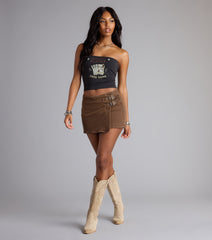 Buckle Down Denim Mini Skort