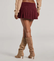 Trendy Status Corduroy Pleated Drop Waist Mini Skort