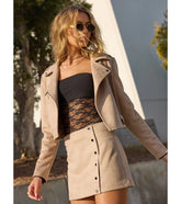 Stylish Impression Faux Suede Mini Skirt