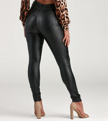 High-Rise Coated Skinny Pants
