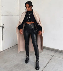 High-Rise Coated Skinny Pants