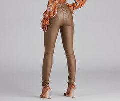 High-Rise Coated Skinny Pants