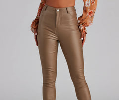 High-Rise Coated Skinny Pants