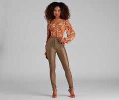 High-Rise Coated Skinny Pants