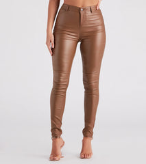 High-Rise Coated Skinny Pants