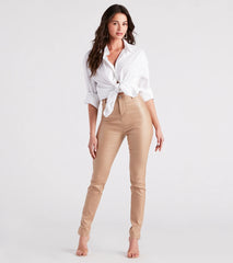 High-Rise Coated Skinny Pants