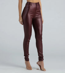 High-Rise Coated Skinny Pants