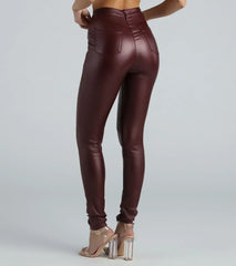 High-Rise Coated Skinny Pants