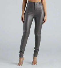 High-Rise Coated Skinny Pants