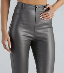 High-Rise Coated Skinny Pants