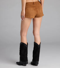 Wild Times Mid-Rise Faux Suede Hot Shorts