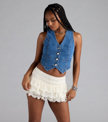 Cutesy Perfection Ruffled Lace Mini Skort