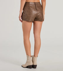 Chic Factor Wrap-Front Faux Leather Skort