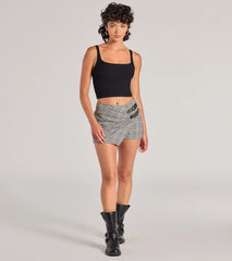 Cutest Agenda Buckle Plaid Mini Skort