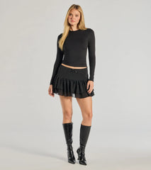 Subtle Charm High-Rise Rhinestone Skort