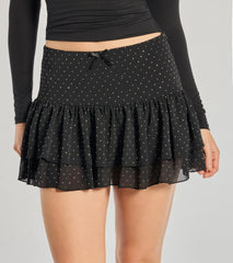Subtle Charm High-Rise Rhinestone Skort
