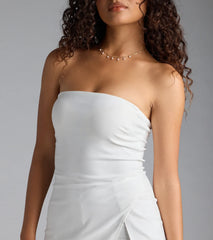 Chic Fit Strapless Faux Wrap-Front Romper