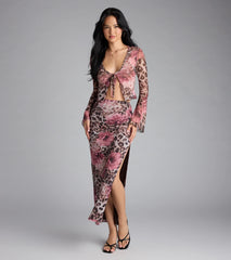 Fierce And Flirty Leopard Floral Maxi Skirt