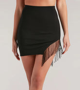 All The Glitz Beaded Fringe Mini Skirt