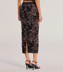 Luxe Touch Flocked Velvet Midi Skirt
