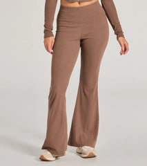 Feelin' Comfy Ribbed Knit Flare Pants