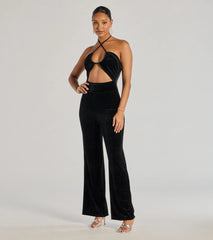 Here To Party Glitter Knit Cutout Jumpsuit
