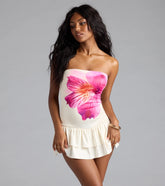 On Island Time Strapless Floral Romper