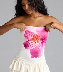 On Island Time Strapless Floral Romper