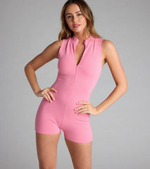 Stealing Looks Sleeveless Zip-Up Romper